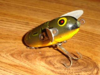 Vintage Fishing Lure Wooden Heddon Crazy Crawler Series 2120 Bull Frog C1949 - 55