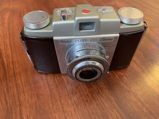 Kodak Pony 135 Model C Vintage 35mm Film Camera W/ Leather Field Case 2