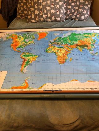 Nystrom & Co.  Wall/roll Down Map - World Physical - Political