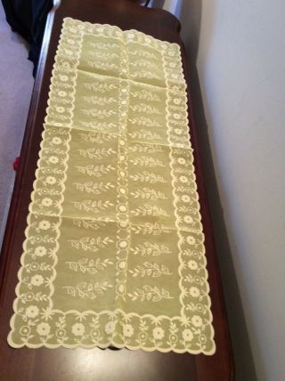 Vintage Old Fashion 33 " Yellow Flocked Table Runner