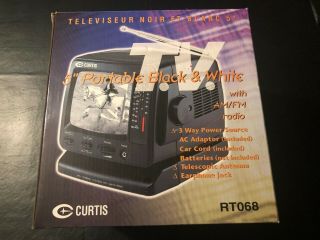 Vintage Curtis 5” Portable Black & White Mini Television Rt068