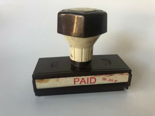 Vintage Paid Rubber Stamp Date Check Amount Office Desk Des Moines