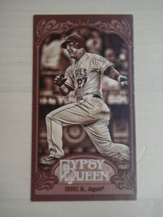 2012 Topps Gypsy Queen Mike Trout Rc 2nd Year Mini Sepia Parallel 02/99 Angels