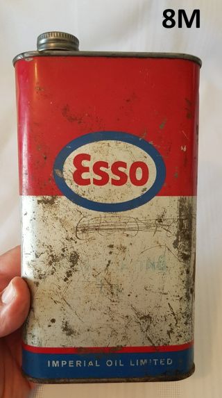 Vintage Esso 1 Quart Oil Tin “always Look To Imperial For The Best” English/fren
