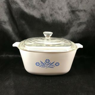 Vintage Corning Ware P - 1 3/4 - B Blue Cornflower Casserole Dish P - 10 - C Glass Lid