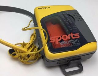 Yellow Sony Walkman Sport Radio Cassette Dolby Mega Bass Wm Fs399