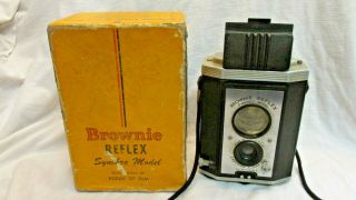 Vintage 1940s Kodak Brownie Reflex Synchro Model Camera With Org Box