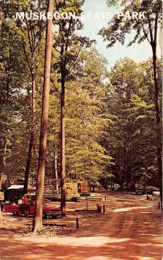 North Muskegon Mi 1962 View Of Camping Area @ Muskegon State Park Vintage 500
