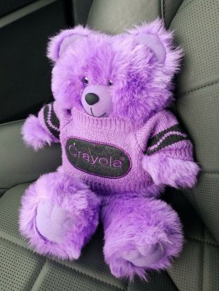 Vintage 1985 Crayola Binney & Smith Purple Teddy Bear Heartline Plush Rare