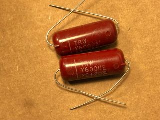 2 Nos Vintage Good - All.  22 Uf 400v Capacitor Red Molded Guitar Amp Tone Caps