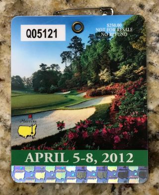 2012 Masters Augusta National Golf Club Badge Ticket Bubba Watson Wins