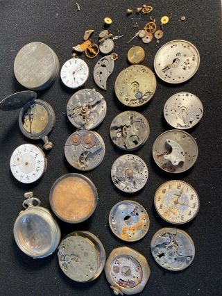 More Than One Pound Of Vintage & Antique Pocket Watch Parts