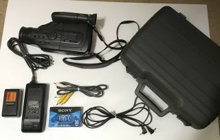 Vintage Magnavox Vhsc Easy Cam Camcorder Tape Cords Battery Strap Case Charger
