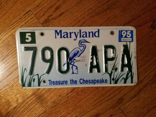 Maryland License Plate 709apa Treasure The Chesapeake Fast Lqqk 1995