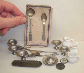 Joblot Of Vintage Dolls House Items Miniature Cutlery Etc - German