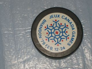 Brandon Jeux Canada Games Feb.  12 - 24 1979 Puck Blank Back