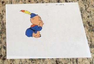 Vintage Porky Pig Production Cel Hand Painted - Hand Inked