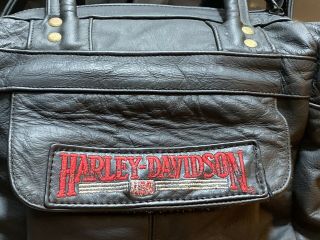 Harley Davidson Small Vintage Leather Duffle Bag W/ Adj Shoulder Strap 2