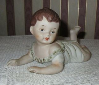 Vintage Bisque Porcelain Piano Baby Small Boy Crawling