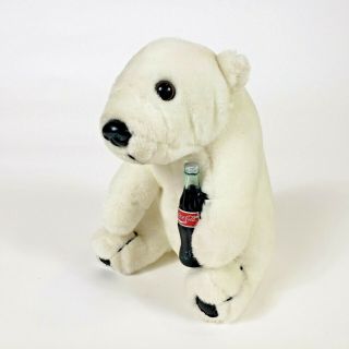 Coca Cola Polar Bear W/ Coke Bottle 8 " Plush White Stuffed Aninal 1993 Vintage