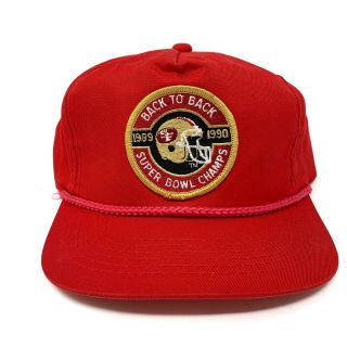 Vintage San Francisco 49er’s Snapback Hat Bowl Champs 89 90 Red Rope Annco