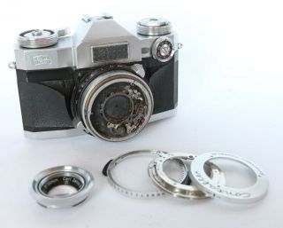 Zeiss Ikon Contaflex 35mm Slr Camera With Carl Zeiss 50mm F/2.  8,  Parts / Repair