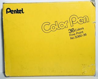 Vintage Pentel 36 Color Pens Fine Point Tray Full Set