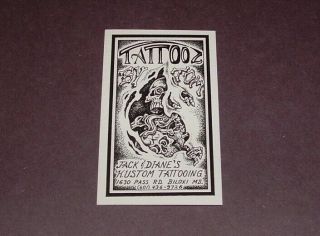 Vintage Tattoo Parlor Business Card Tattooz By Tom Jack & Diane 