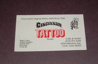 Vintage Tattoo Parlor Business Card Cincinnati Tattoo Studio