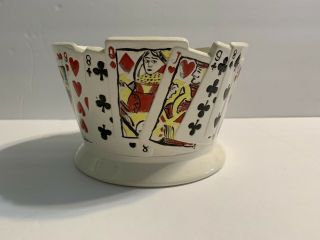 Vintage Handmade Ceramic Playing Card Deck Bowl Poker/casino Party