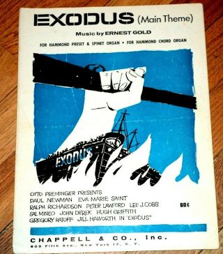 Vintage Piano Sheet Music Exodus (main Theme) Ernest Gold Vintage 1960
