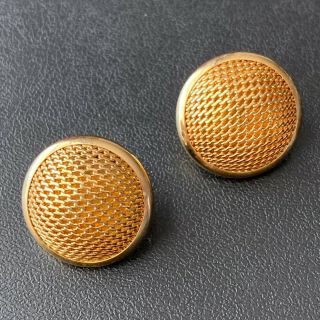 Signed Sarah Coventry Vintage Gold Tone Retro Mesh Chain Clip Earrings 344