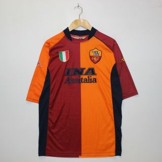 2001 2002 As Roma Kappa Soccer Football Jersey Size Medium Serie A Italy