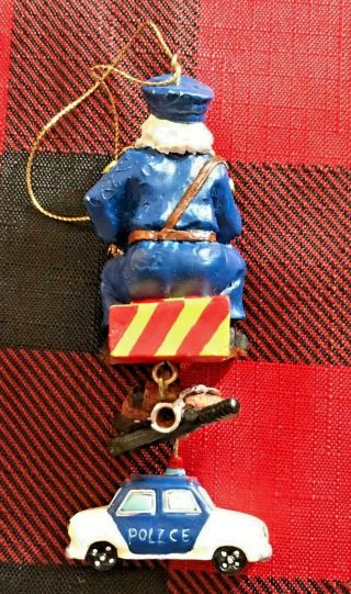 Collectible Vintage Santa Police Law Officer Christmas Ornament - with Car - Cute 2