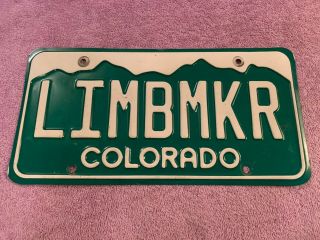 Vintage Colorado Co Vanity License Plate Tag Limbmkr Limb Maker Prosthetic