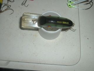 old fishing lures Early Pico Digger RARE Color Green Perch 1960s Texas Bait LOOK 3