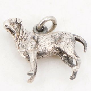 Vtg Sterling Silver - American Bulldog Dog Animal Solid Bracelet Charm - 10.  5g