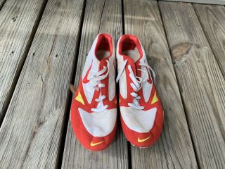 Vintage Nike Track & FIELD SPIKE WHite /Red/ Yellow Sz 12 2