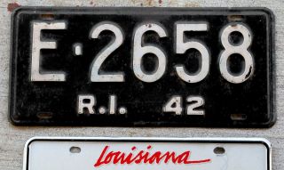 1942 White On Black Rhode Island License Plate
