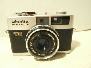 Vintage Minolta Hi - Matic F Film Camera W/ Vsv Rokkor 1:27 F=38mm Lens