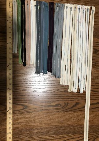 19 Assorted Vintage Metal Zippers Closed On Both Ends Perfect For Purses & Bags