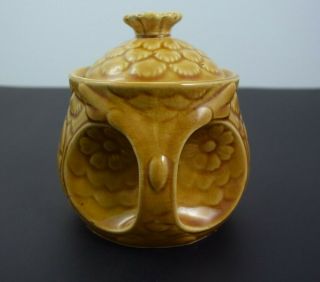 Vtg Owl Sugar Jam Ceramic Porcelain Bowl With Lid,  Made In Japan,  Unique