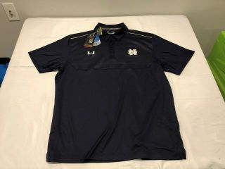 Nwt $74.  99 Under Armour Hg Mens Notre Dame Ultimate Sideline Polo Navy Size Xl