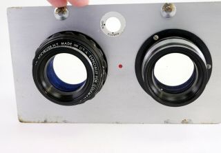 Camera lens board w/ Ilex PORTRONIC PARAGON 6 3/8” f4.  5 twin lenses 8451 3