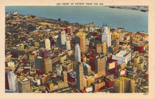 Detroit Mi 1930 - 45 View Of The Heart Of City From The Air Vintage Michigan 568