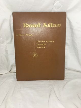 Vintage Rand Mcnally Road Atlas 1963 Us Canada Mexico Leather Cover