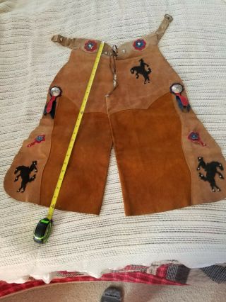 Vintage Kids (cowboy Or Cowgirl) Authentic Western Chaps Suede Leather