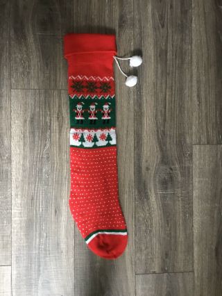 Vintage Knitted Hanging Christmas Stocking Red Santa’s