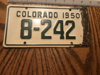 Rare 1950 Colorado Motorcycle License Plate Vintage Antique 8 242 Low