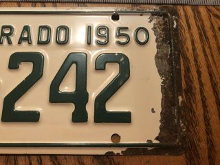 RARE 1950 Colorado Motorcycle License Plate Vintage Antique 8 242 Low 3